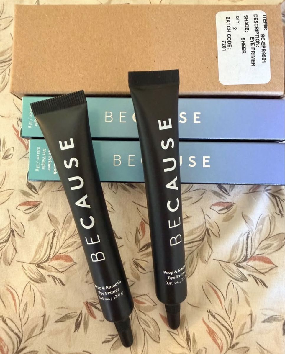 Set of 2 Because Cosmetics Prep & Smooth Eye Primer 0.45 oz Sheer