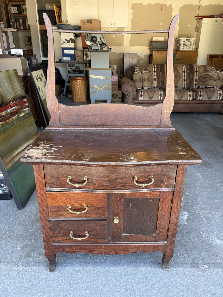 Vintage wooden washstand cabinet