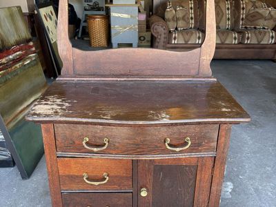 Vintage wooden washstand cabinet