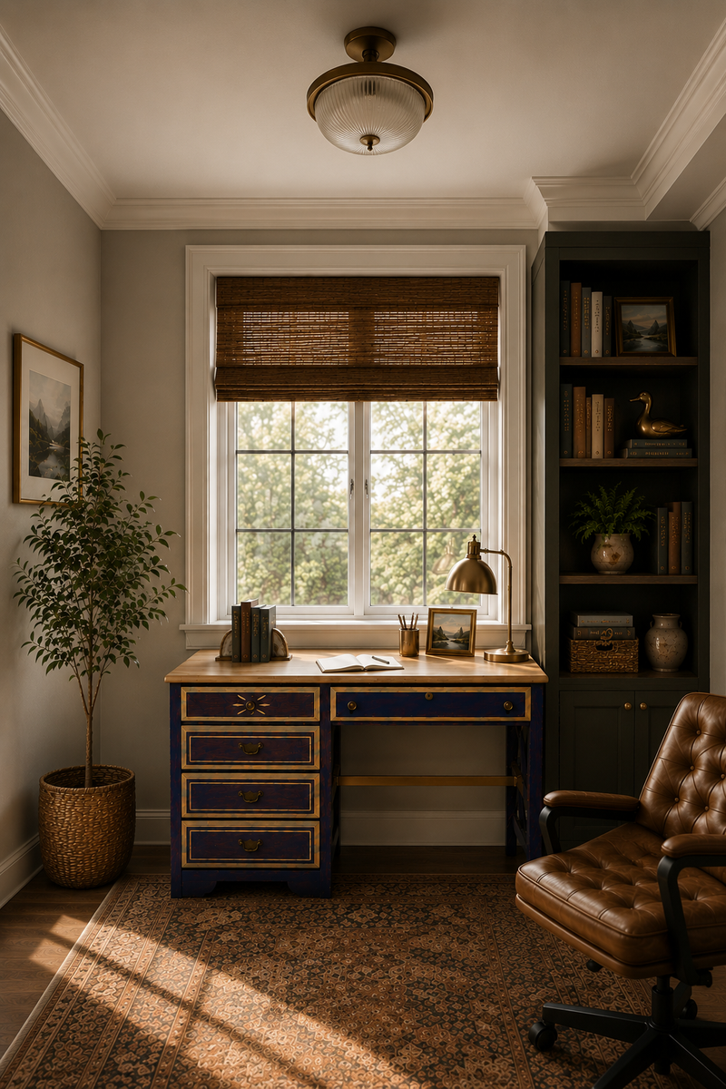 Vintage Ethan Allen Writing Desk | Custom Indigo Designer Finish
