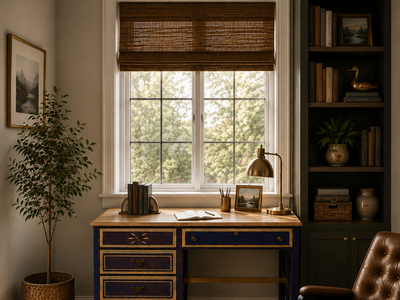 Vintage Ethan Allen Writing Desk | Custom Indigo Designer Finish