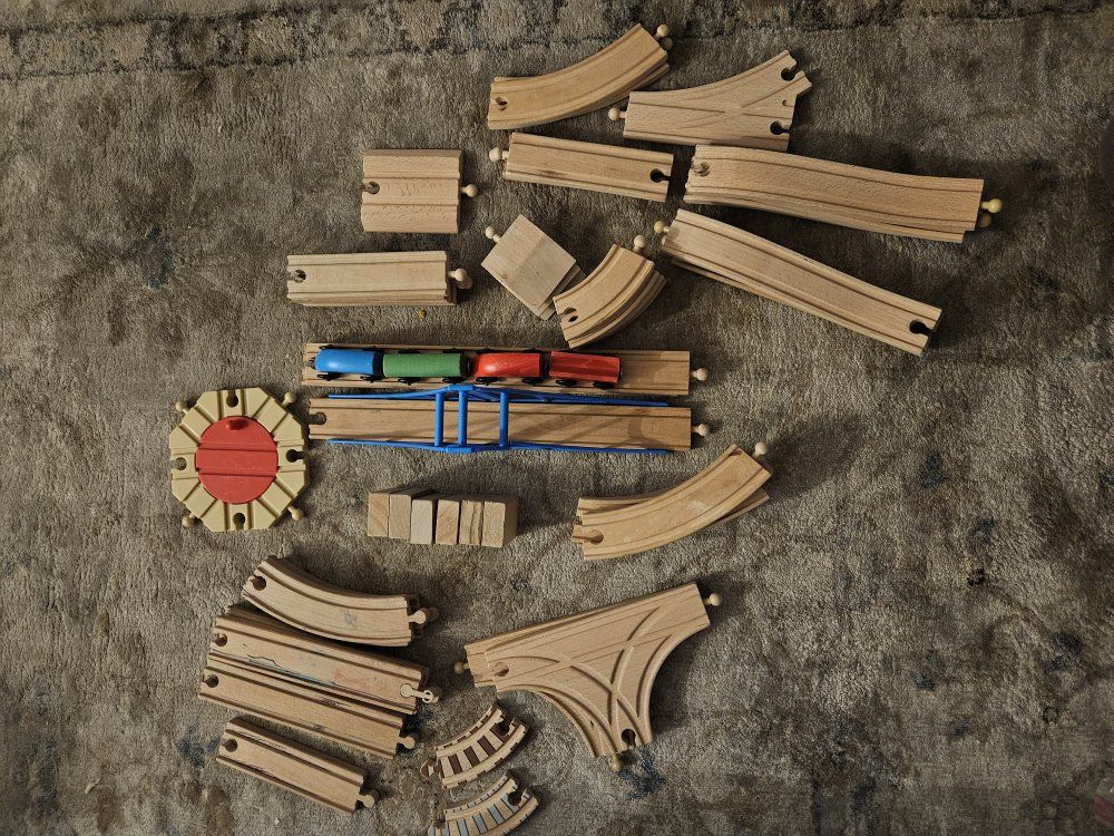 wood toy train set