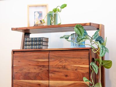 Mango Wood + Iron: Mid-Century Modern Boho Media Stand – Urban Outfitters