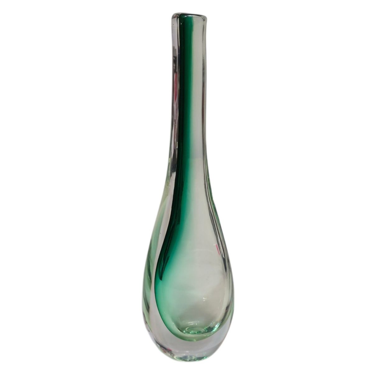 Kosta Vicke Lindstrand LH 1435 Signed Sommerso Vase Green Black Swedish Glass