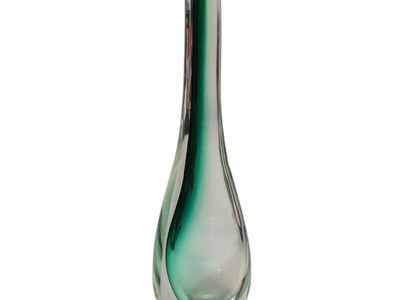 Kosta Vicke Lindstrand LH 1435 Signed Sommerso Vase Green Black Swedish Glass