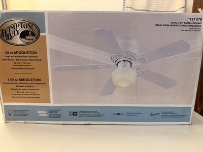 Hampton Bay Middleton 42-Inch White Indoor Ceiling Fan with Light Kit