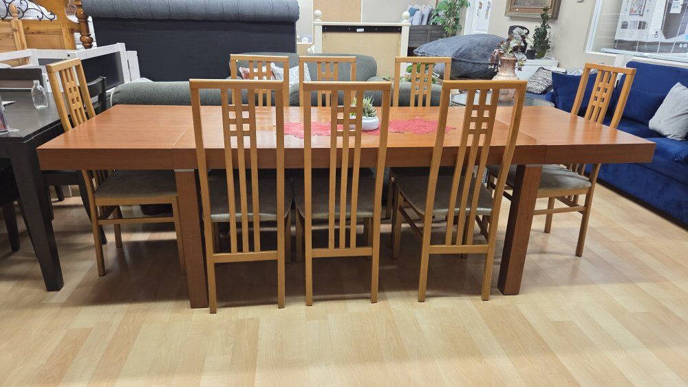 8.5ft Long Dining Table and Eight Chair Set