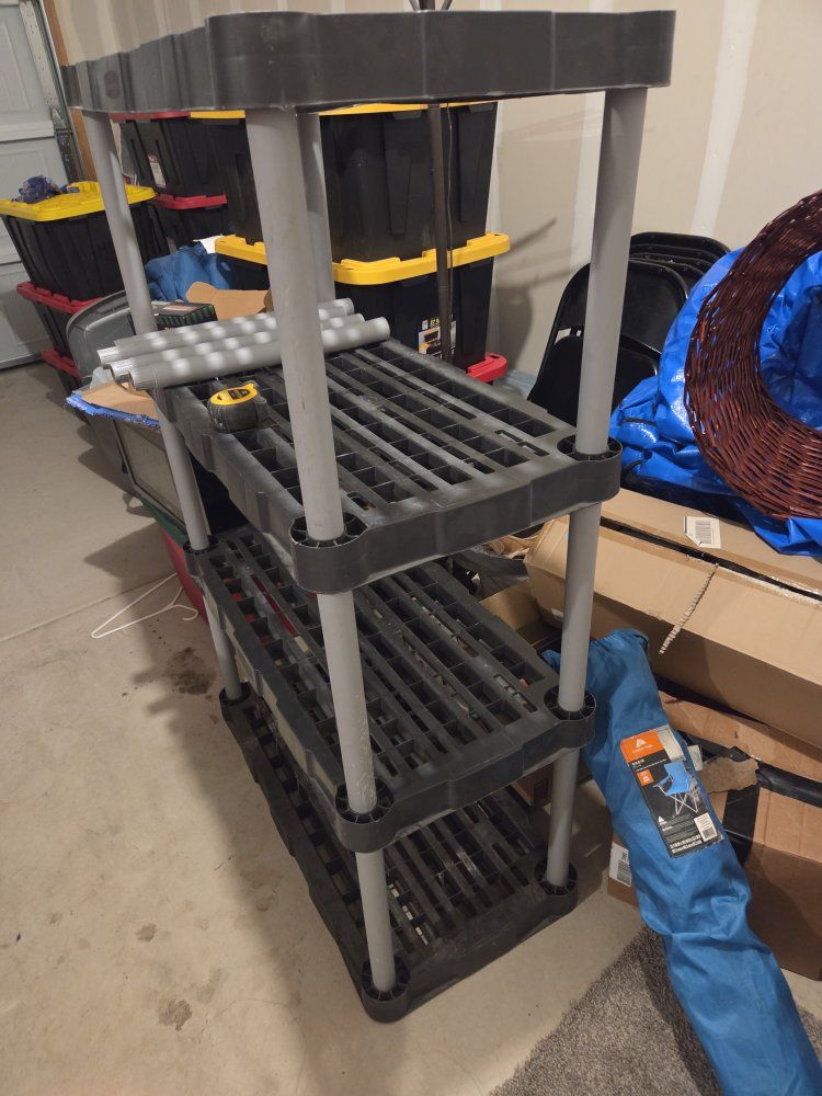 4-Tier Heavy Duty Black Plastic Storage Shelving Unit55 tall 18 wide 36 long have 2 40each