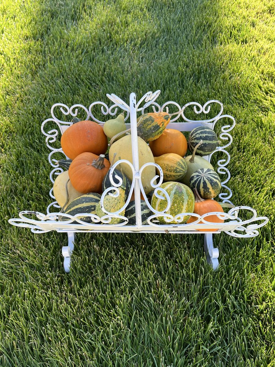 Curved and Decorative Metal Basket - Vintage