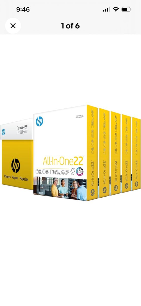HP All-In-One22 Printer Paper - 2500 Sheets (5 Reams) 8.5" x 11", 22lb, 96 Brightness