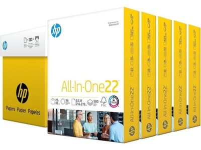 HP All-In-One22 Printer Paper - 2500 Sheets (5 Reams) 8.5" x 11", 22lb, 96 Brightness