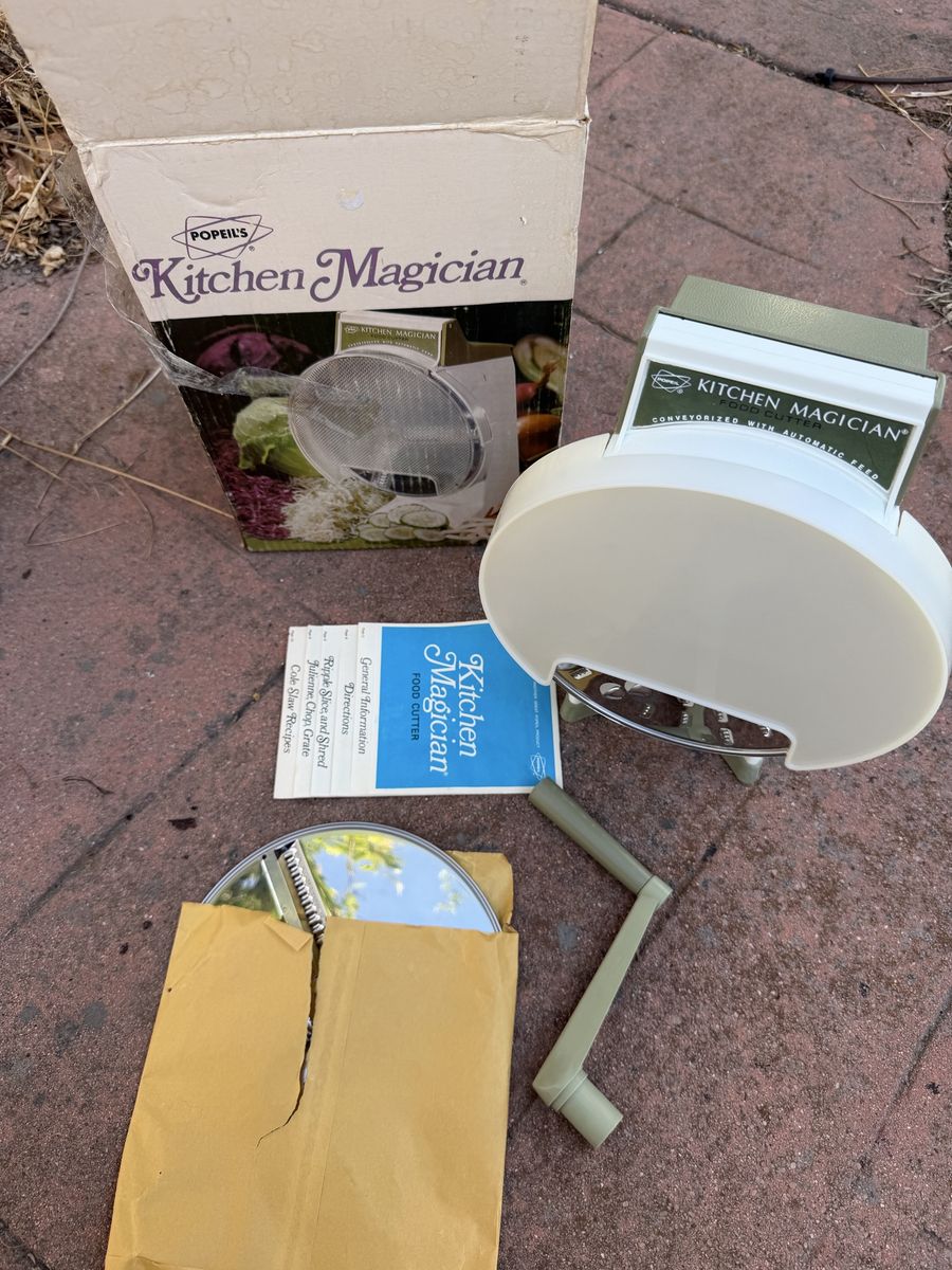 Vintage Popeil's Kitchen Magician Food Cutter Slicer Shredder in Original Box