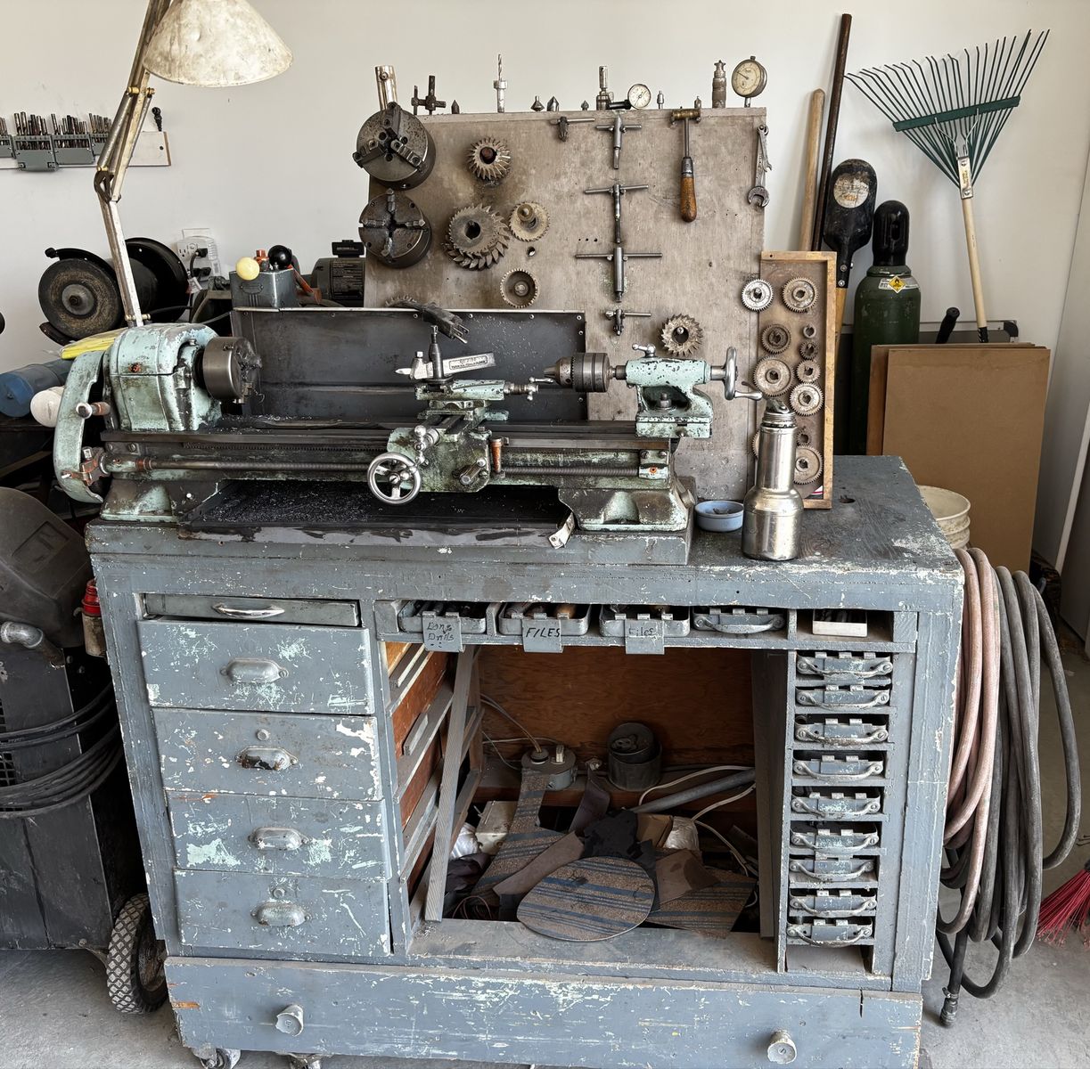 Atlas 618 Metal Lathe & Workbench & Works!