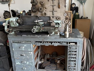 Atlas 618 Metal Lathe & Workbench & Works!