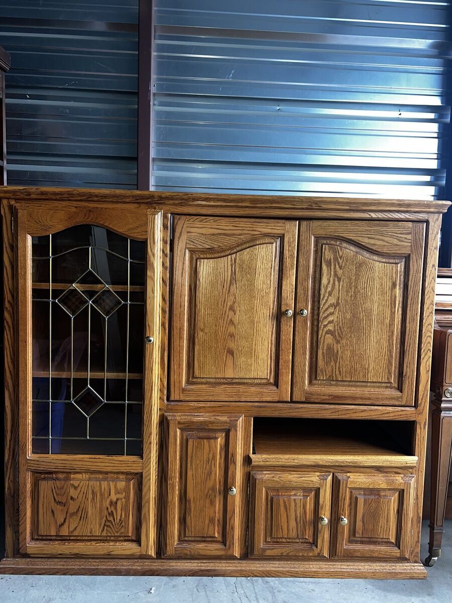 Antique Oak TV Armoire / Entertainment Cabinet