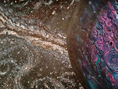 Colorful planet near galaxy arm. Fleece blanket