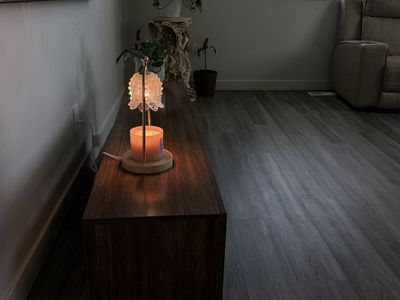 Modern Dark Wood TV Stand with Central Storage Drawers and Glass Accents 65”