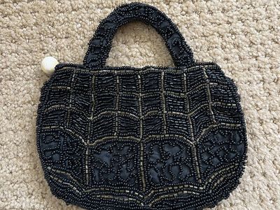 Black Beaded Purse - Antique/Vintage