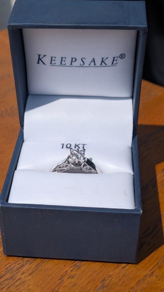 Keepsake 10K White Gold Diamond Engagement Ring with Filigree Detail