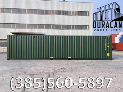 Shipping Container, 40' High Cube, New Single Trip, Storage Box - Dark Green in Color