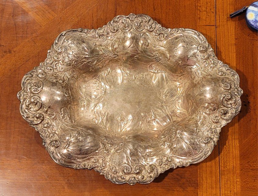 Antique Gorham Sterling Silver Poppy Floral Serving Dish Early 20th Century Hollowware Repousse Serverware Bowl