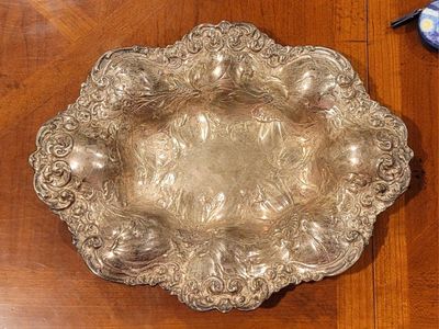 Antique Gorham Sterling Silver Poppy Floral Serving Dish Early 20th Century Hollowware Repousse Serverware Bowl