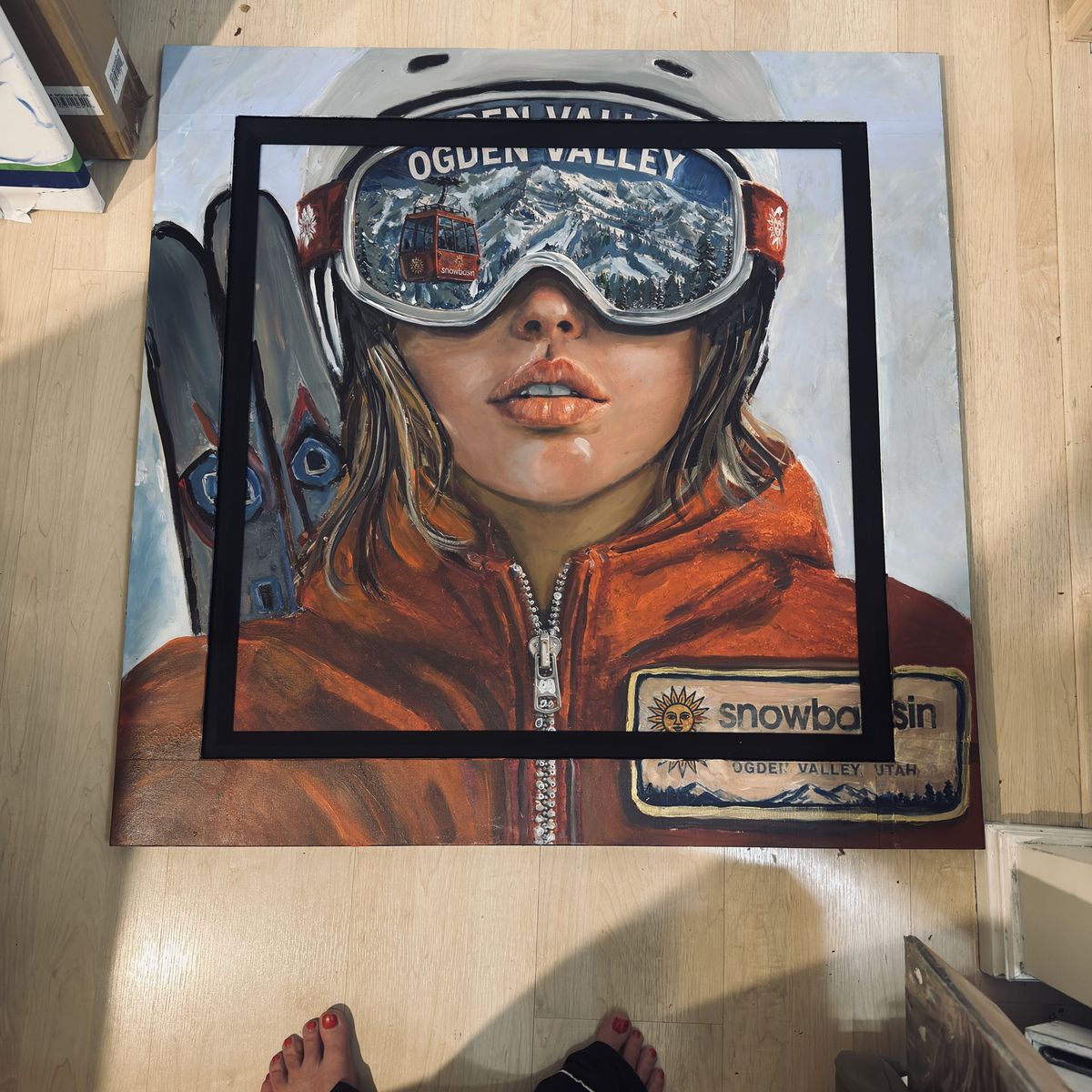 Original Ski Utah / Snowbasin Female Skier Painting Art Canvas