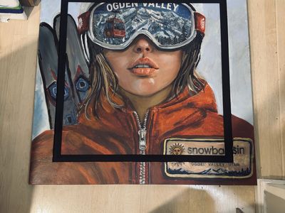 Original Ski Utah / Snowbasin Female Skier Painting Art Canvas