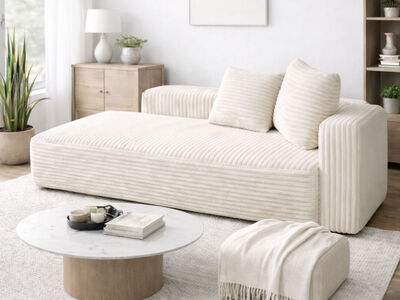 NEW! 68” Sofa Loveseat chaise Cream White Corduroy