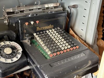 Burroughs Antique Adding Machine. 9 rows, hand crank Vintage