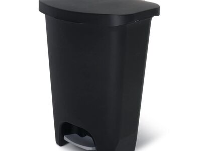 Glad 13 Gallon Trash Can | Plastic Kitchen Waste Bin with Odor Protection of Lid | Hands Free with Step On Foot Pedal, Black