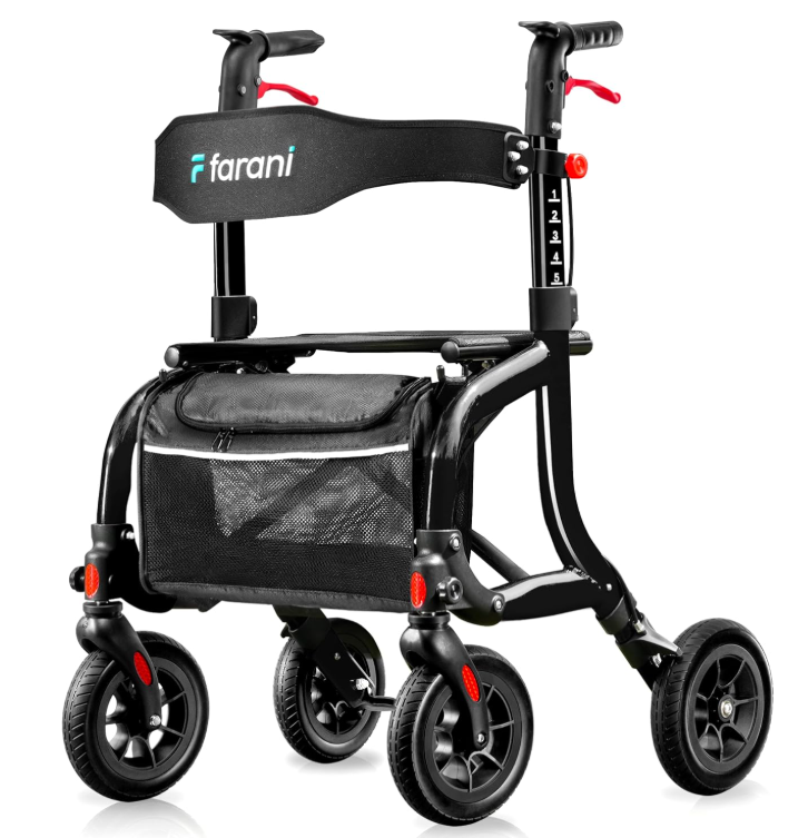 New Farani IF-M03A All Terrain Walker Roller Seat with Mesh Storage & Hand Brake. Foldable
