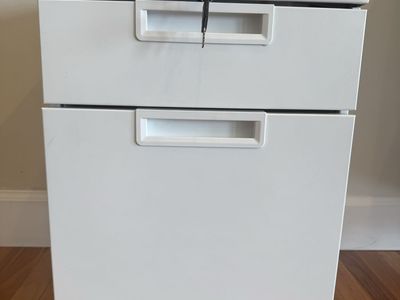Modern Rolling File Cabinet / Storage Bench with Cushion Seat