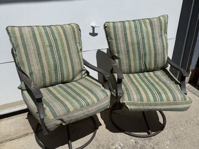 Pair of swivel outdoor chairs