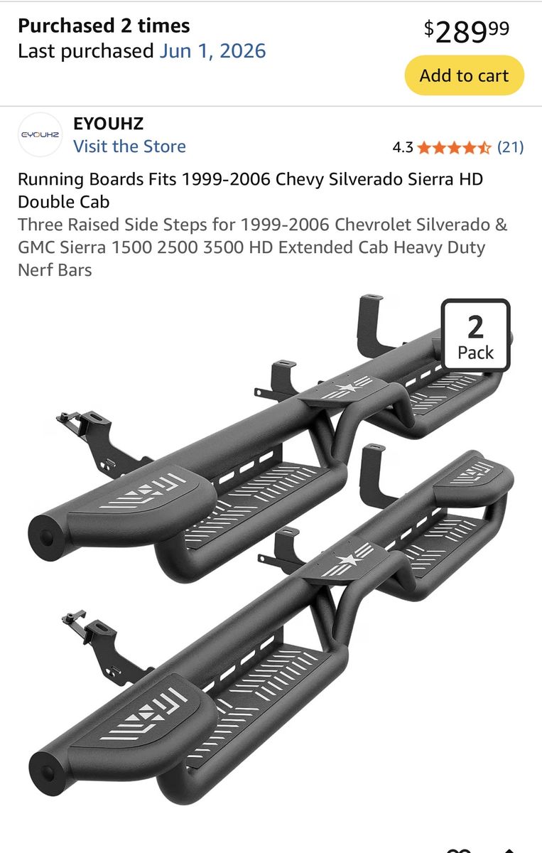 EYOUHZ Running Boards 1999-2006 Chevy Silverado Sierra Extended Cab