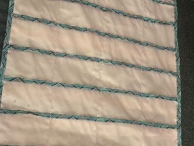 Pink & Teal Geometric Pattern Hanging Jewelry Organizer - Closet Storage for Necklaces, Bracelets