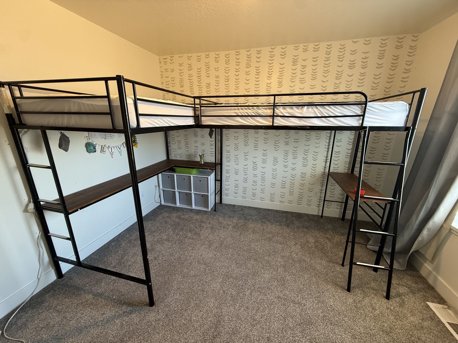 L Shaped Double Twin Loft Beds With Desks