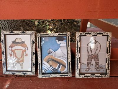 Antique / Vintage scrimshaw art frames
