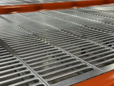 SAVE 90% - Open Steel Planks for Mezzanine Floor - Lot of 540' - with U-channel brackets - Great Condition