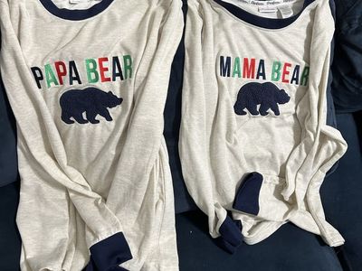 Dearfoams Cozy Comfort Mama Bear & Papa Bear Pajama Tops Size medium, Large Matching Set