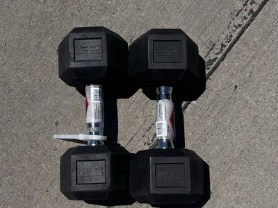 CAP Barbell 25lb Hex Rubber Dumbbells - Pair, SDR1-025, Home Gym Weight Set