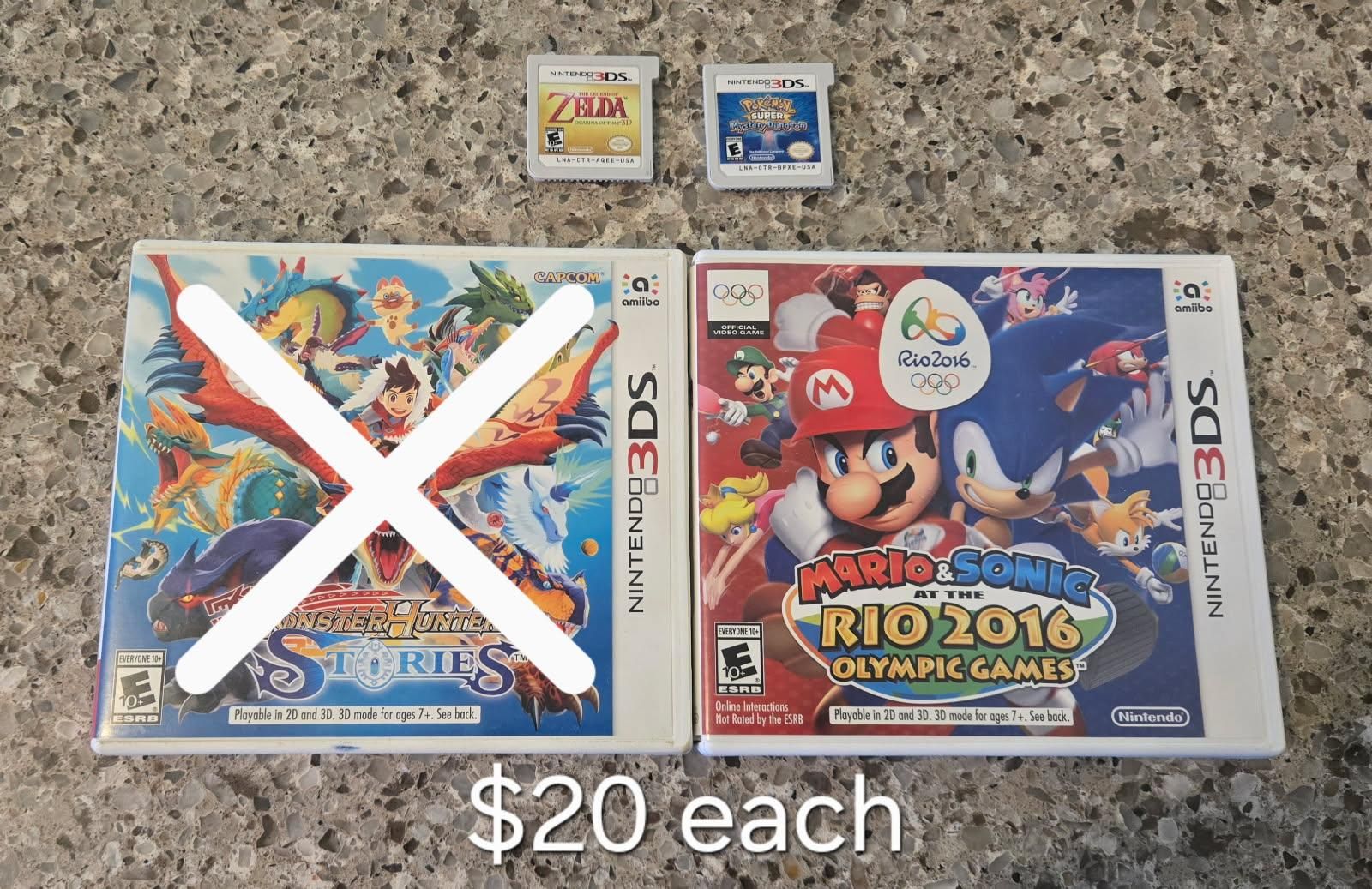 Nintendo 3ds games $20 each including Zelda Ocarina of Time! trades considered!