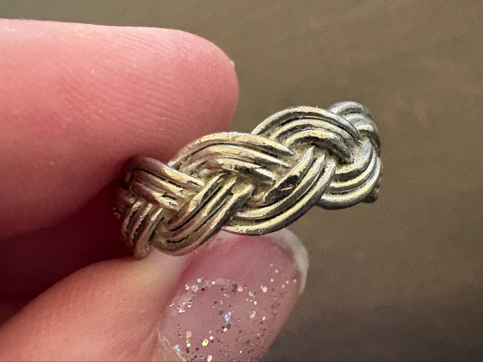Braided Silver Tone Ring Size 7.75