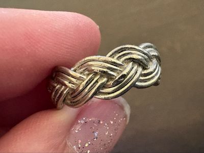 Braided Silver Tone Ring Size 7.75