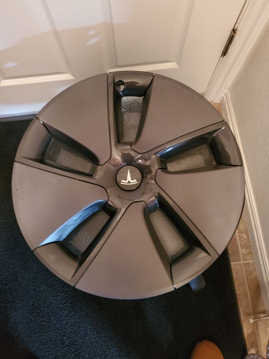 3 OEM Tesla Model 3 Model Y Aero Wheel Hubcap Cover Dark Gray