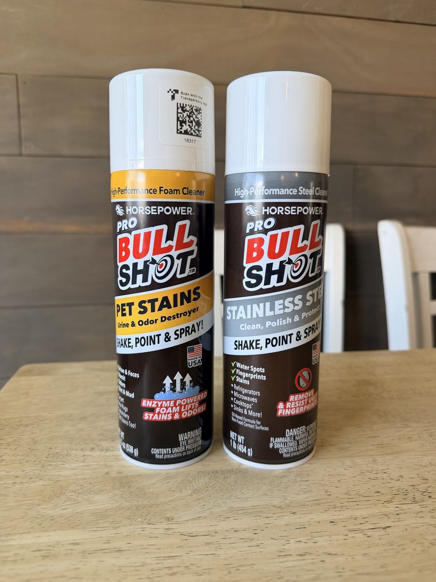 Horsepower Pro Bull Shot Pet Stains & Stainless Steel Cleaner Aerosol Cans - Set of 2