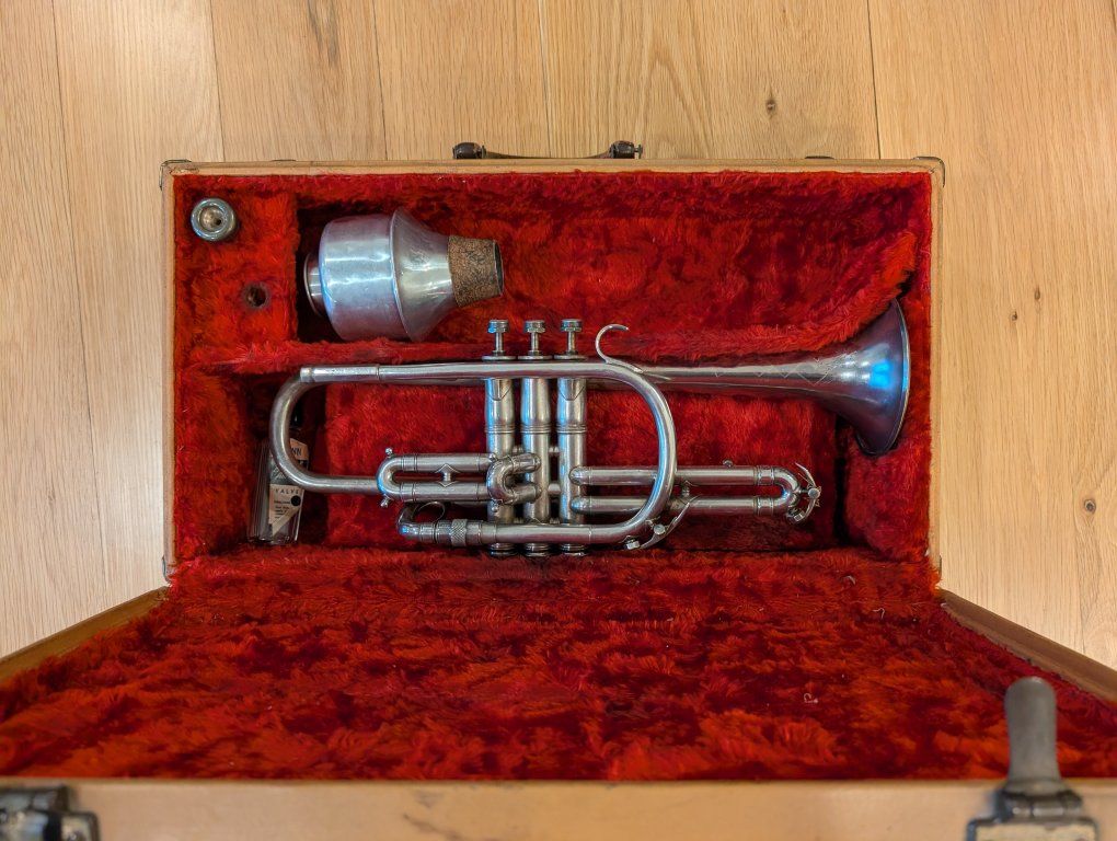 Vintage King Master Model made by H. N. White Cornet / Trumpet with Hard Case, Mute, & Accessories