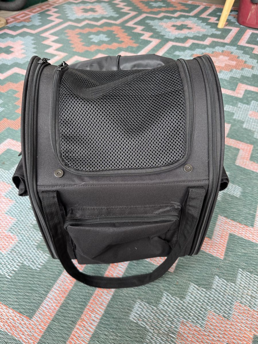 Black Pet Carrier Backpack with Mesh Windows and Storage Pockets Cat Small Dog Animal