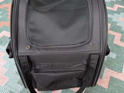 Black Pet Carrier Backpack with Mesh Windows and Storage Pockets Cat Small Dog Animal