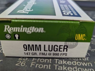 Remington UMC 9mm 147gr Subsonic FMJ